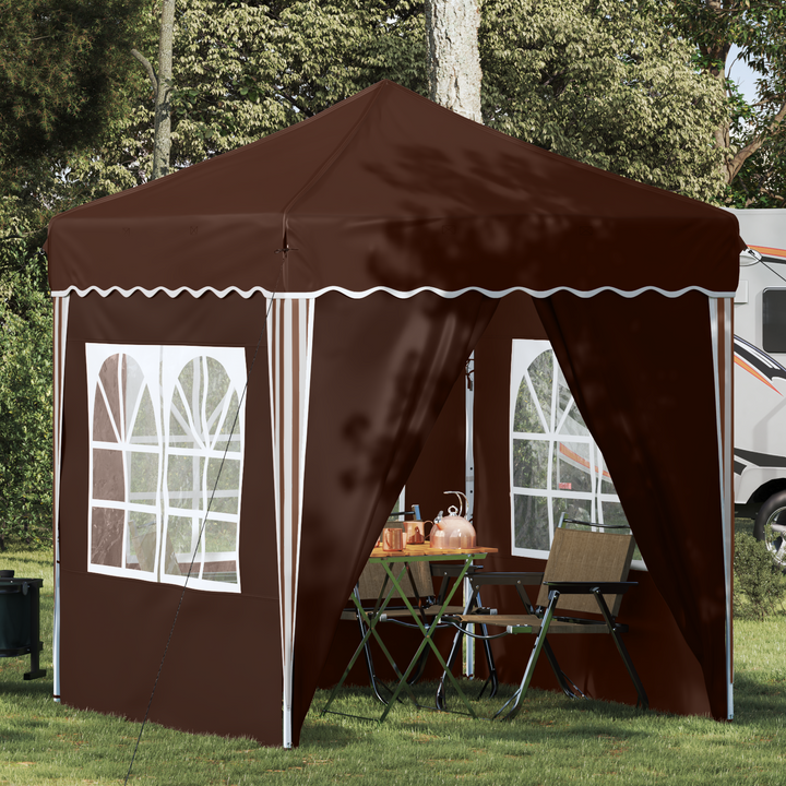 Pop-up Festtelt 195 x 195 x 245 cm Brun Oxford stof