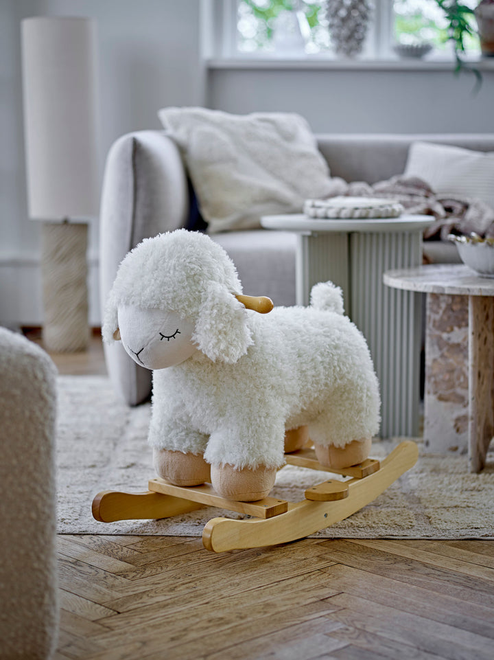 Bloomingville MINI Laasrith Gyngehest, Får, Hvid, Polyester