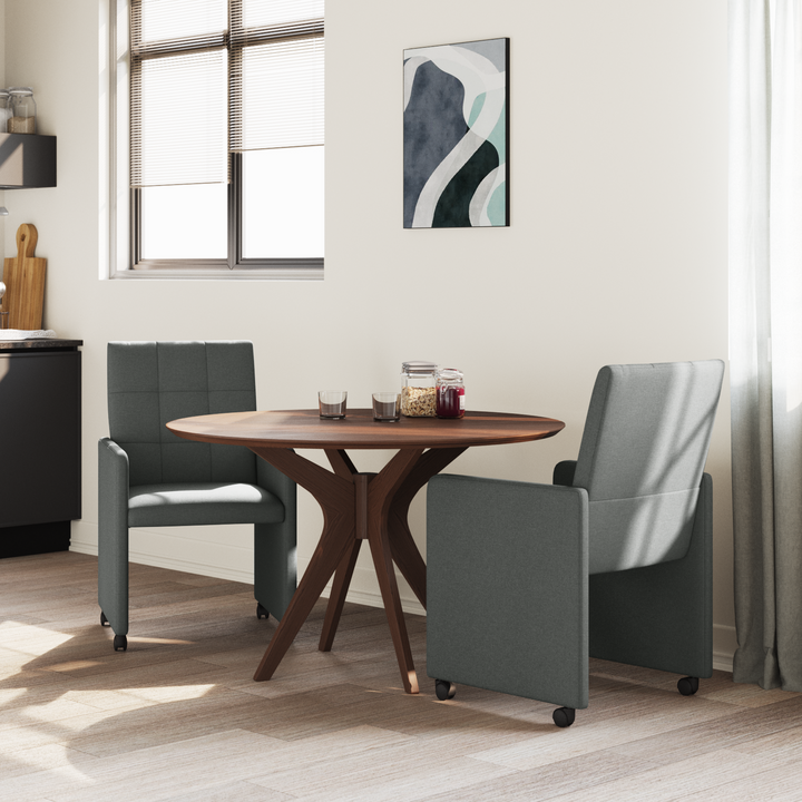 Spisebordsstole med hjul 2 pcs Mørkegrå 58 x 65 x 94 cm Stof