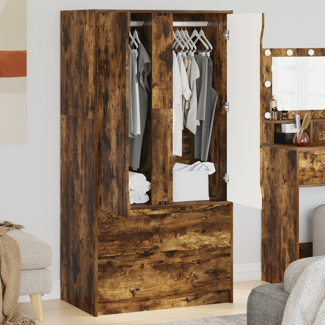Garderobeskab Røget Eg 79,5 x 49 x 156 cm Konstrueret træ