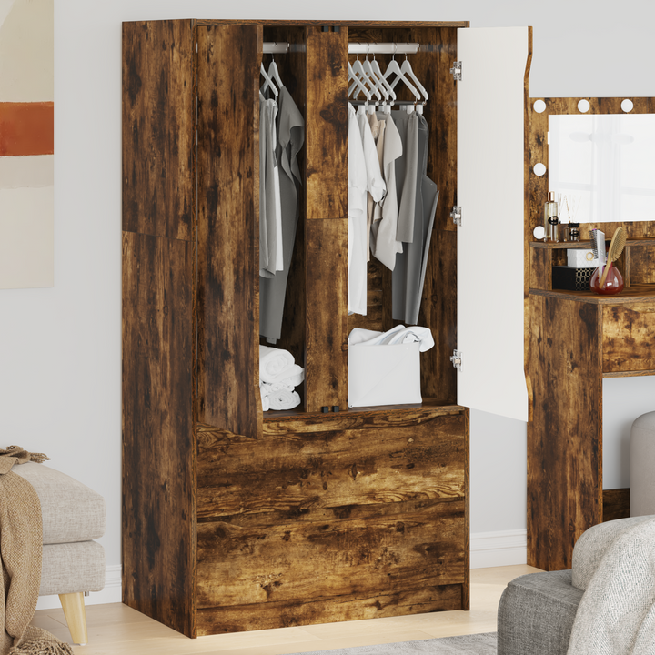 Garderobeskab Røget Eg 79,5 x 49 x 156 cm Konstrueret træ