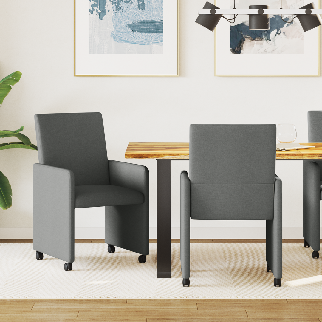 Spisebordsstole med hjul 2 pcs Mørkegrå 57 x 66 x 94 cm Stof