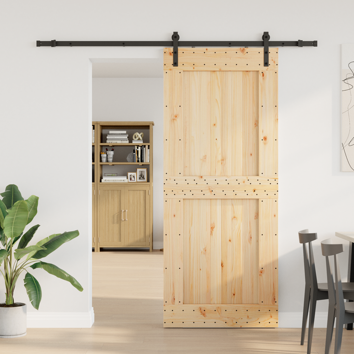 Skydedør NARVIK Naturfarvet og sort 95 x 210 cm (213,5 cm)