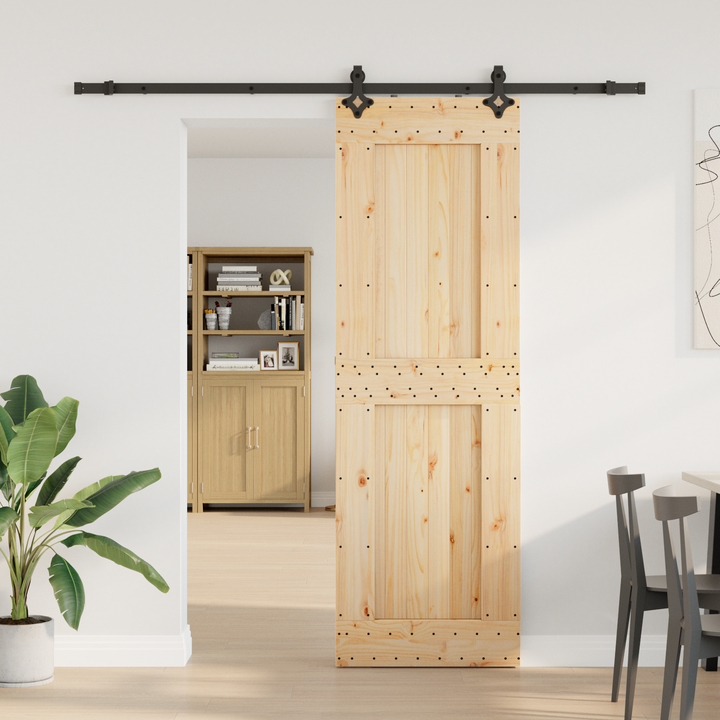Skydedør NARVIK Naturfarvet og sort 70 x 210 cm (213,5 cm)