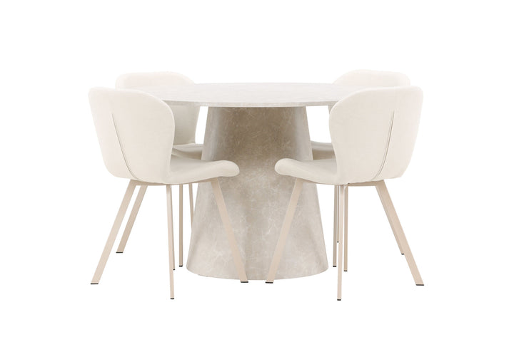 Venture Home Lanzo Table - Beige with 4 Lilja Chair - Beige