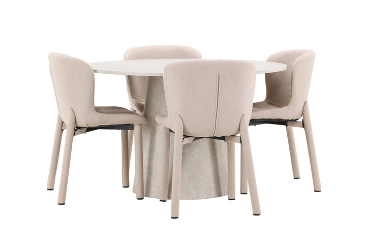 Venture Home Lanzo Table - Beige with 4 Astoria Chair - Beige