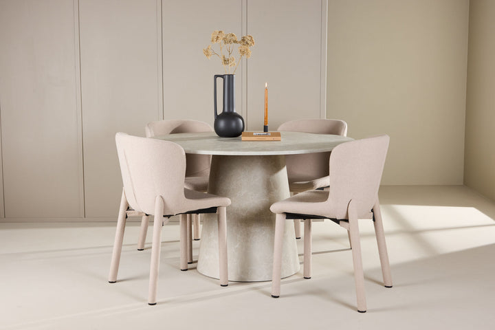 Venture Home Lanzo Table - Beige with 4 Astoria Chair - Beige