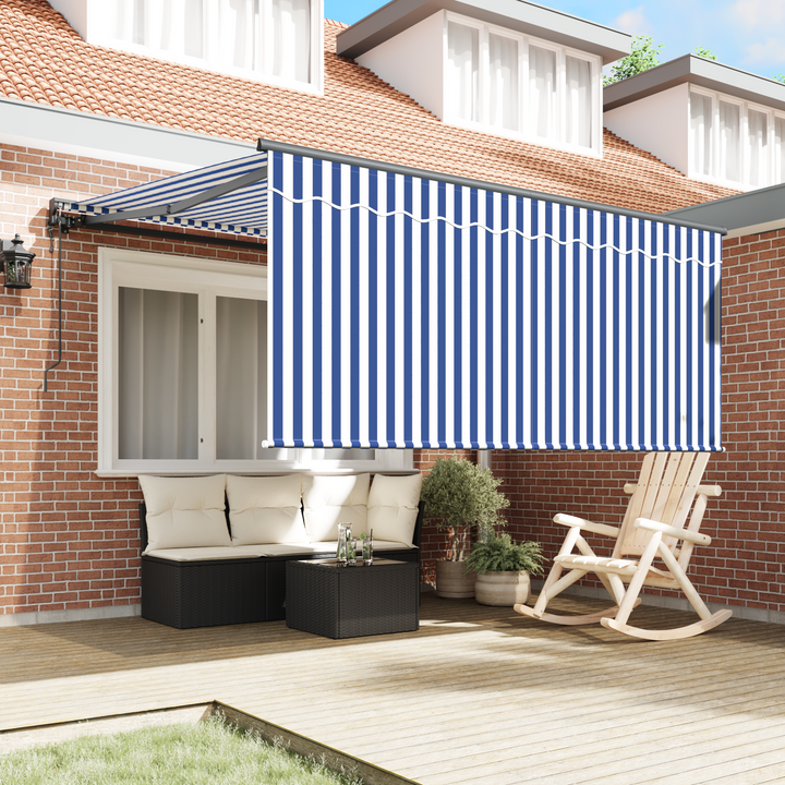 Utrækkelig Markise Blå og Hvid 350 x 250 cm