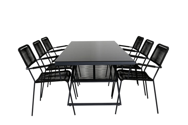 Venture Home Dallas Dining Table +Lindos Armchair - Black Alu / Black Rope _6
