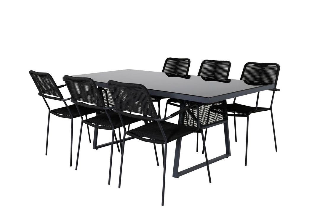 Venture Home Dallas Dining Table +Lindos Armchair - Black Alu / Black Rope _6