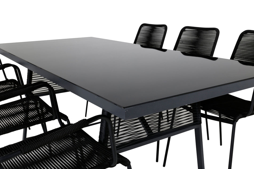 Venture Home Dallas Dining Table +Lindos Armchair - Black Alu / Black Rope _6