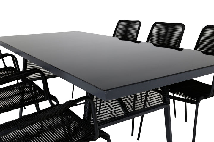 Venture Home Dallas Dining Table +Lindos Armchair - Black Alu / Black Rope _6