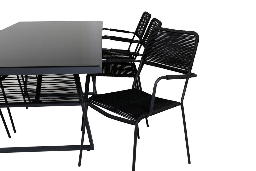 Venture Home Dallas Dining Table +Lindos Armchair - Black Alu / Black Rope _6