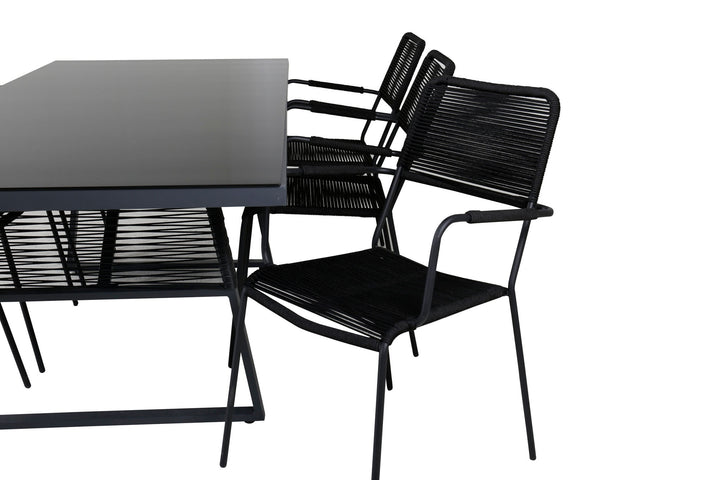 Venture Home Dallas Dining Table +Lindos Armchair - Black Alu / Black Rope _6