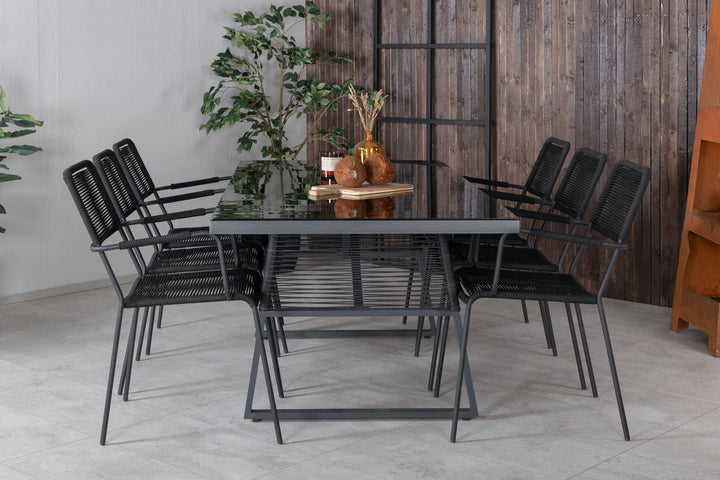 Venture Home Dallas Dining Table +Lindos Armchair - Black Alu / Black Rope _6