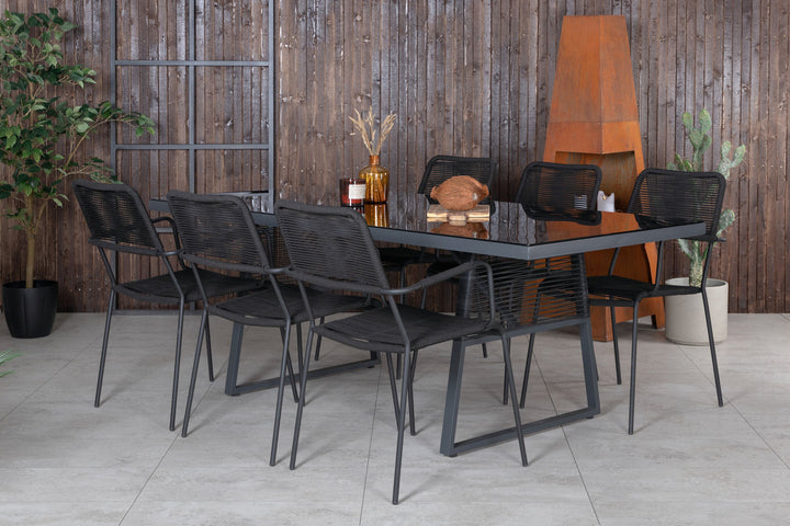 Venture Home Dallas Dining Table +Lindos Armchair - Black Alu / Black Rope _6