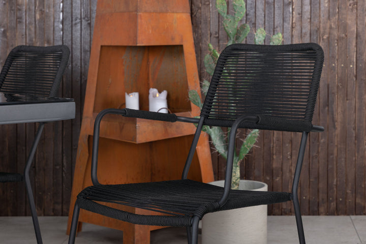 Venture Home Dallas Dining Table +Lindos Armchair - Black Alu / Black Rope _6