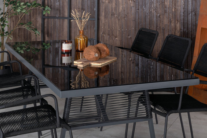 Venture Home Dallas Dining Table +Lindos Armchair - Black Alu / Black Rope _6