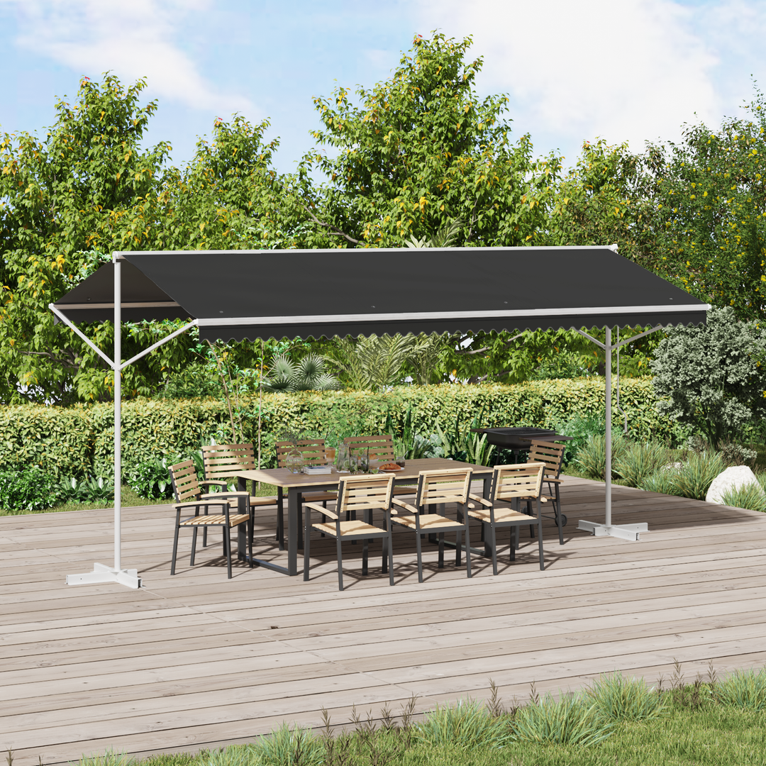 Fritstående markise Antracit 5 x 3 m Polyester