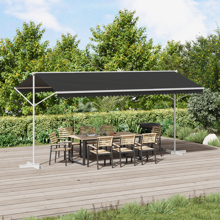 Fritstående markise Antracit 5 x 3 m Polyester