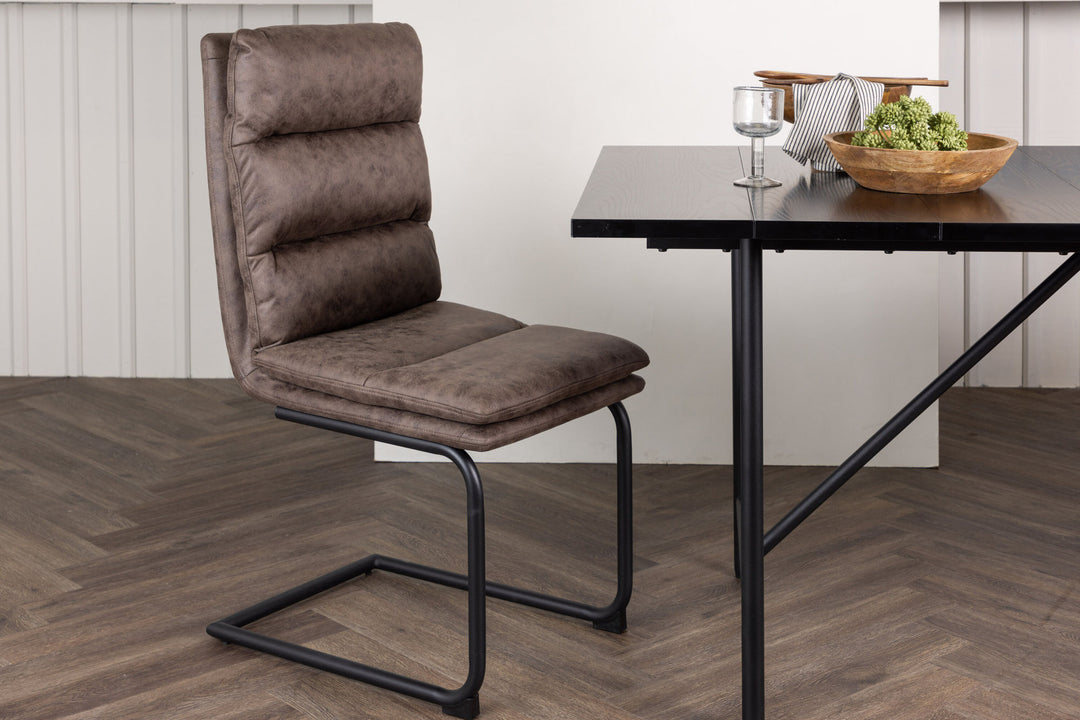 Venture Home Zizo Dining Chair 2-pack - Black / Brown Microfiber Fabric