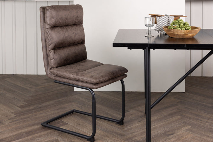 Venture Home Zizo Dining Chair 2-pack - Black / Brown Microfiber Fabric