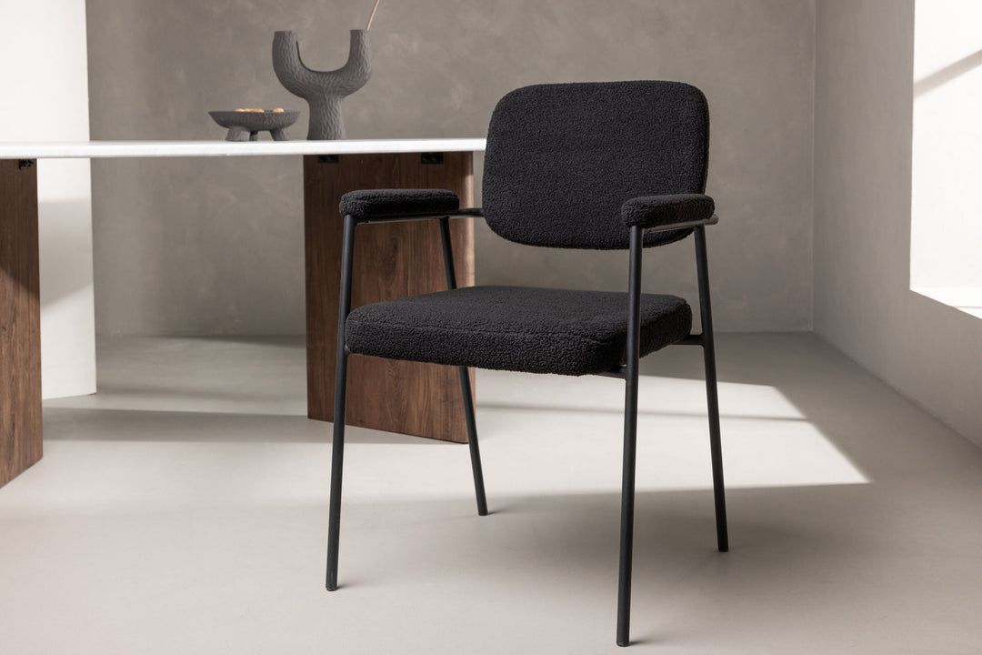 Venture Home Yesterday Dining Chair 2-pack - Black / Black Boucle