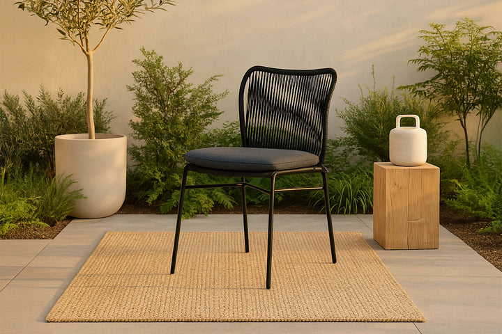 Venture Home Julian Dining Chair 4-pack - Black Steel / Black Rope (stackable)