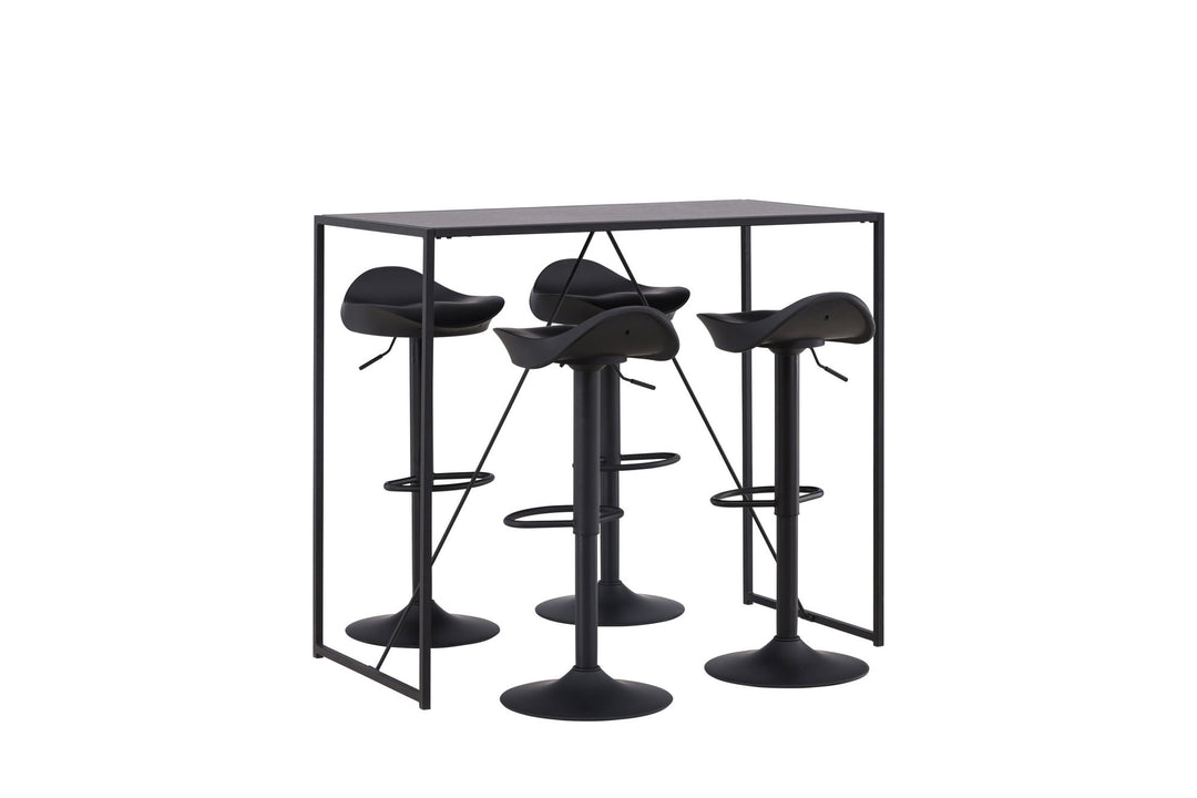 Venture Home Brea Bar Table - Black / Black MDF +Adesto Bar Chair - Black / Matte black ABS _4