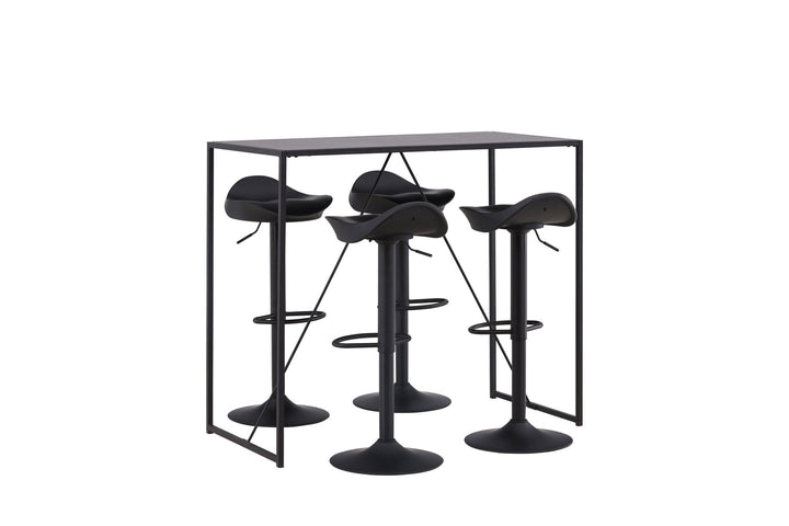 Venture Home Brea Bar Table - Black / Black MDF +Adesto Bar Chair - Black / Matte black ABS _4