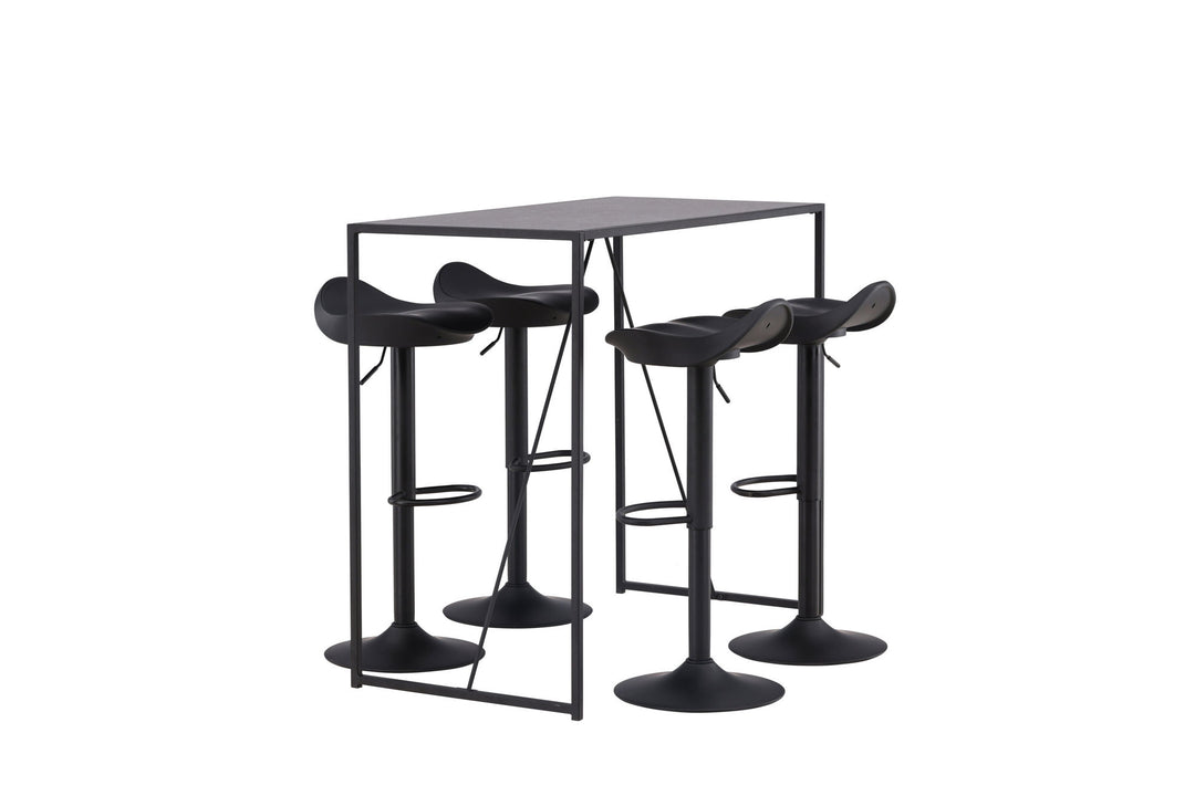 Venture Home Brea Bar Table - Black / Black MDF +Adesto Bar Chair - Black / Matte black ABS _4