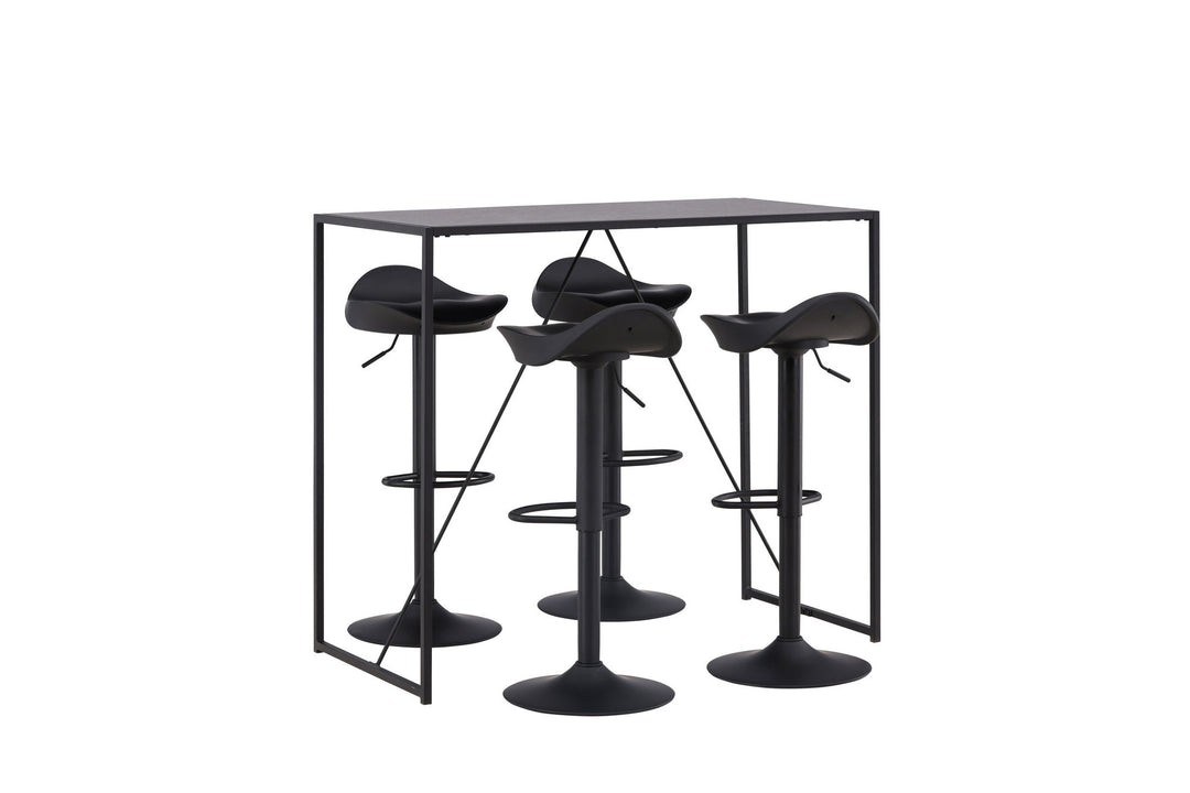 Venture Home Brea Bar Table - Black / Black MDF +Adesto Bar Chair - Black / Matte black ABS _4