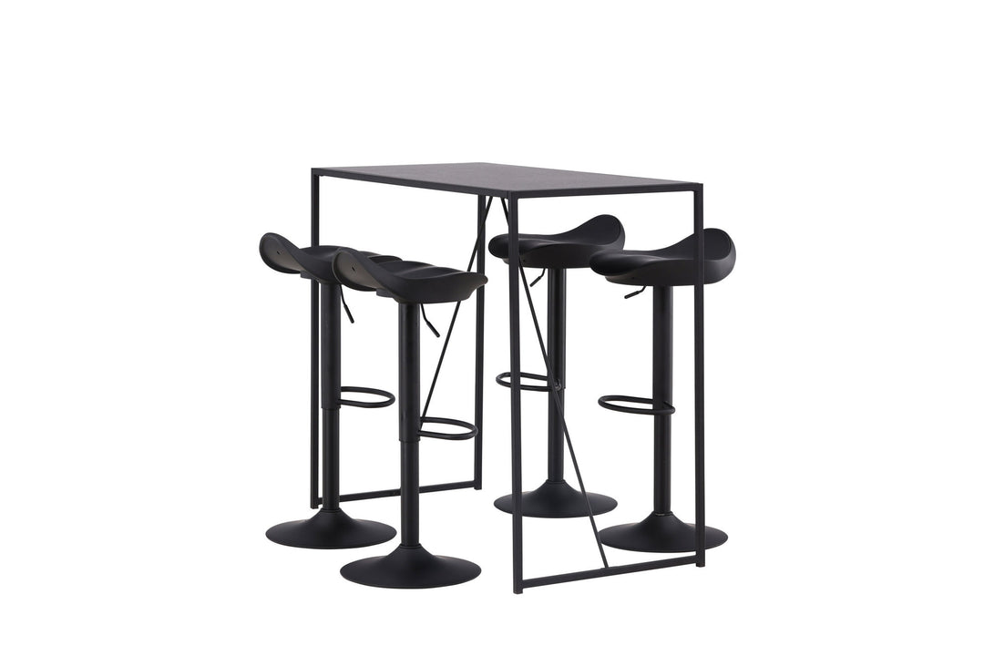 Venture Home Brea Bar Table - Black / Black MDF +Adesto Bar Chair - Black / Matte black ABS _4