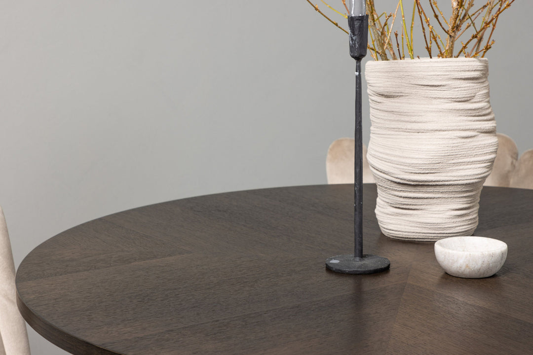 Venture Home Copenhagen Dining Table - Black / Mocca Veneer +Limhamn Light Chair - Black / Beige Velvet _4