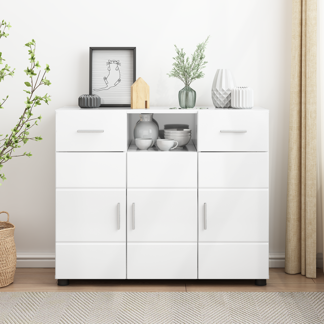Træskab Høj gloss hvid 88,5 x 30,5 x 73 cm Konstrueret træ