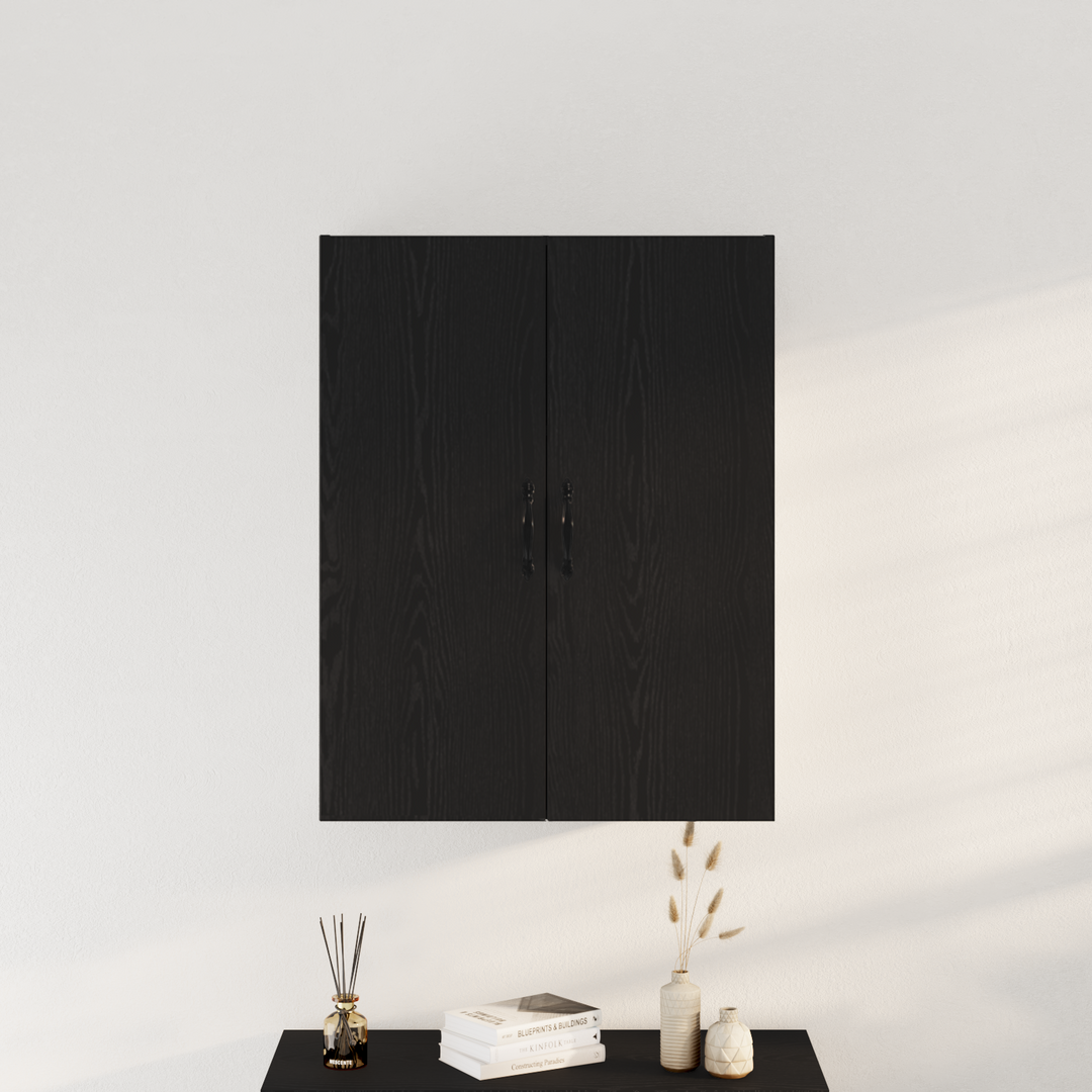 Væghængt skab Sort eg 69,5 x 34 x 180 cm Konstrueret træ