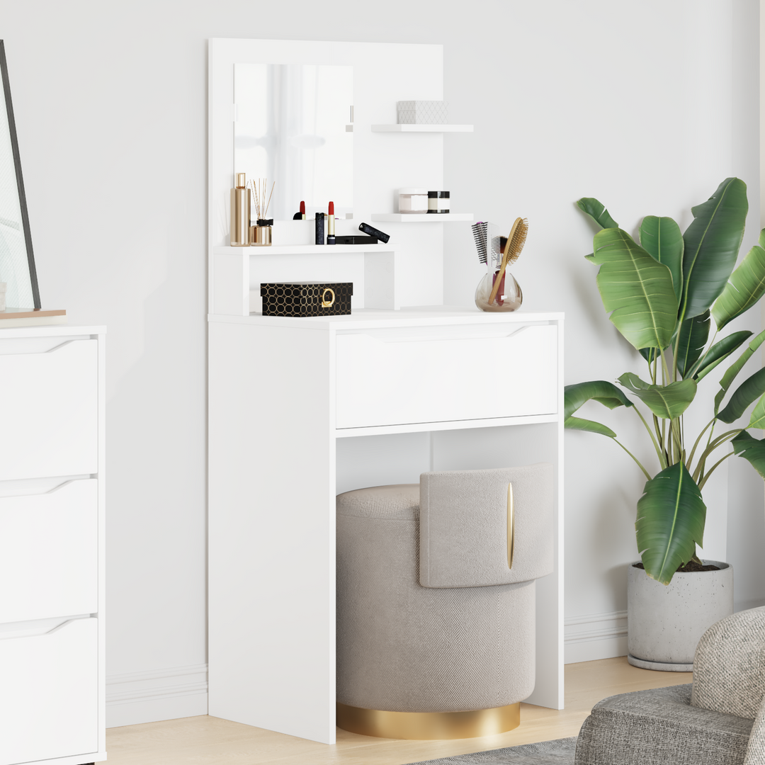 Soveværelsessminkeborde Hvid 80 x 39,6 x 135 cm Konstrueret træ