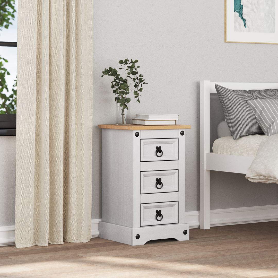 Sengebord Corona Hvid 35 x 32,5 x 58 cm Massiv fyrretræ