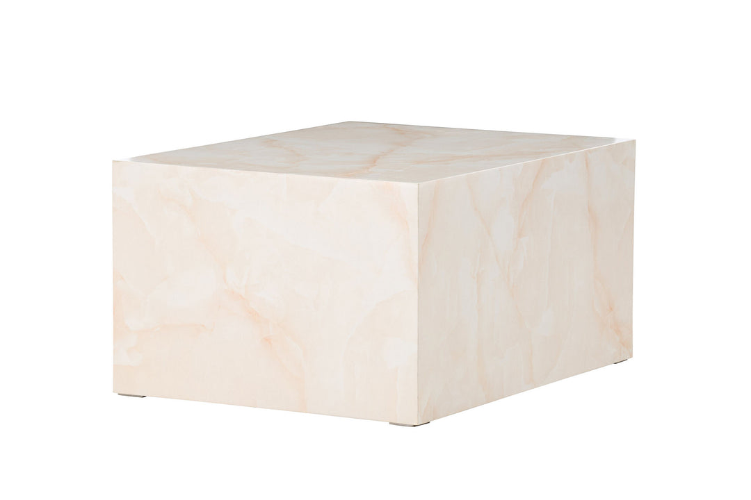Venture Home York Low Sofa Table - Light Yellow / Marble Look MDF