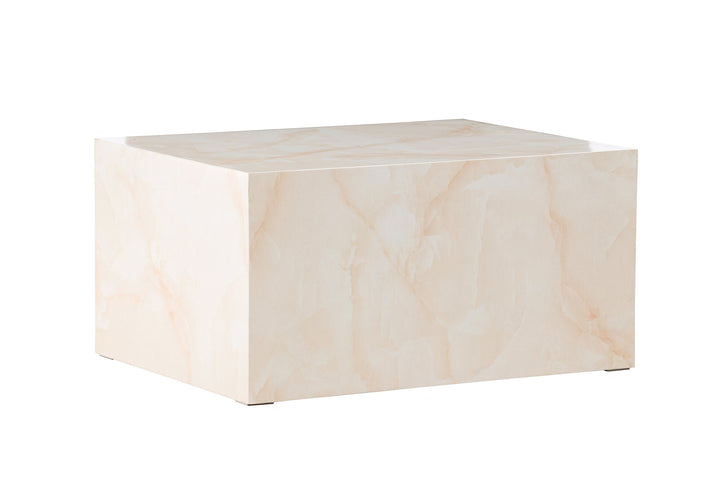 Venture Home York Low Sofa Table - Light Yellow / Marble Look MDF