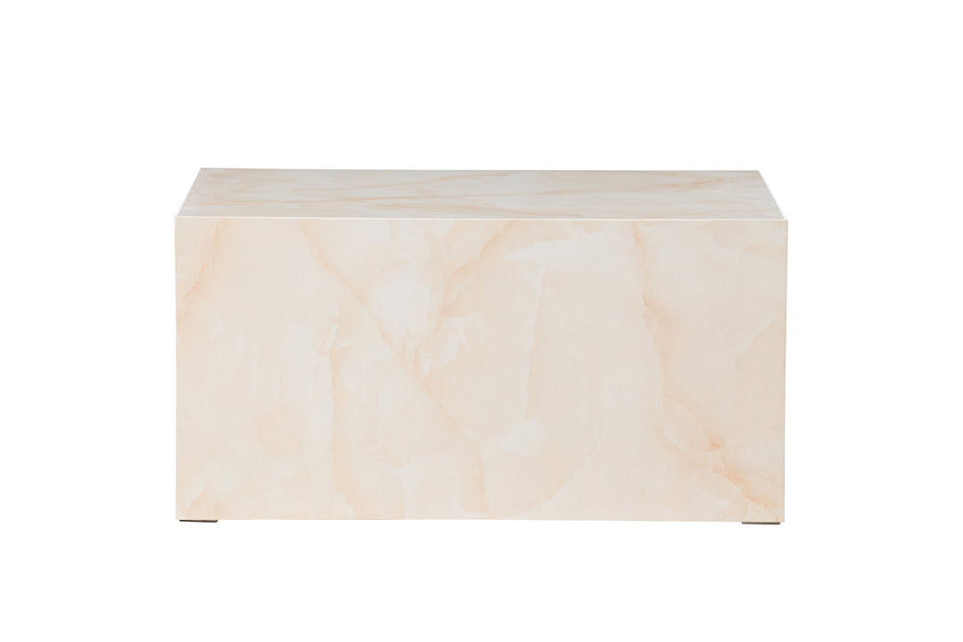 Venture Home York Low Sofa Table - Light Yellow / Marble Look MDF