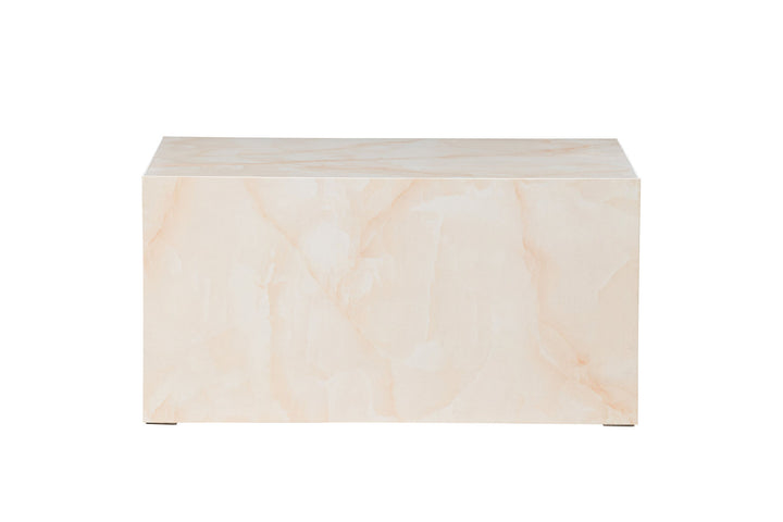 Venture Home York Low Sofa Table - Light Yellow / Marble Look MDF