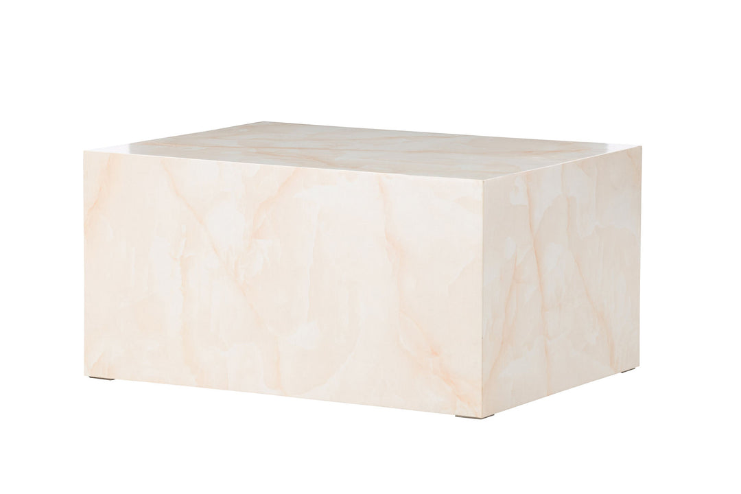 Venture Home York Low Sofa Table - Light Yellow / Marble Look MDF