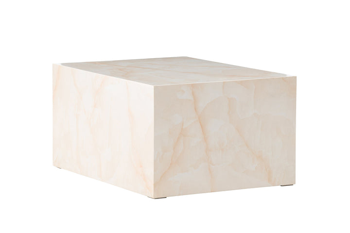 Venture Home York Low Sofa Table - Light Yellow / Marble Look MDF