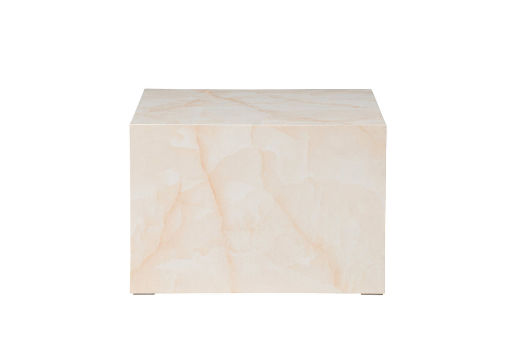 Venture Home York Low Sofa Table - Light Yellow / Marble Look MDF