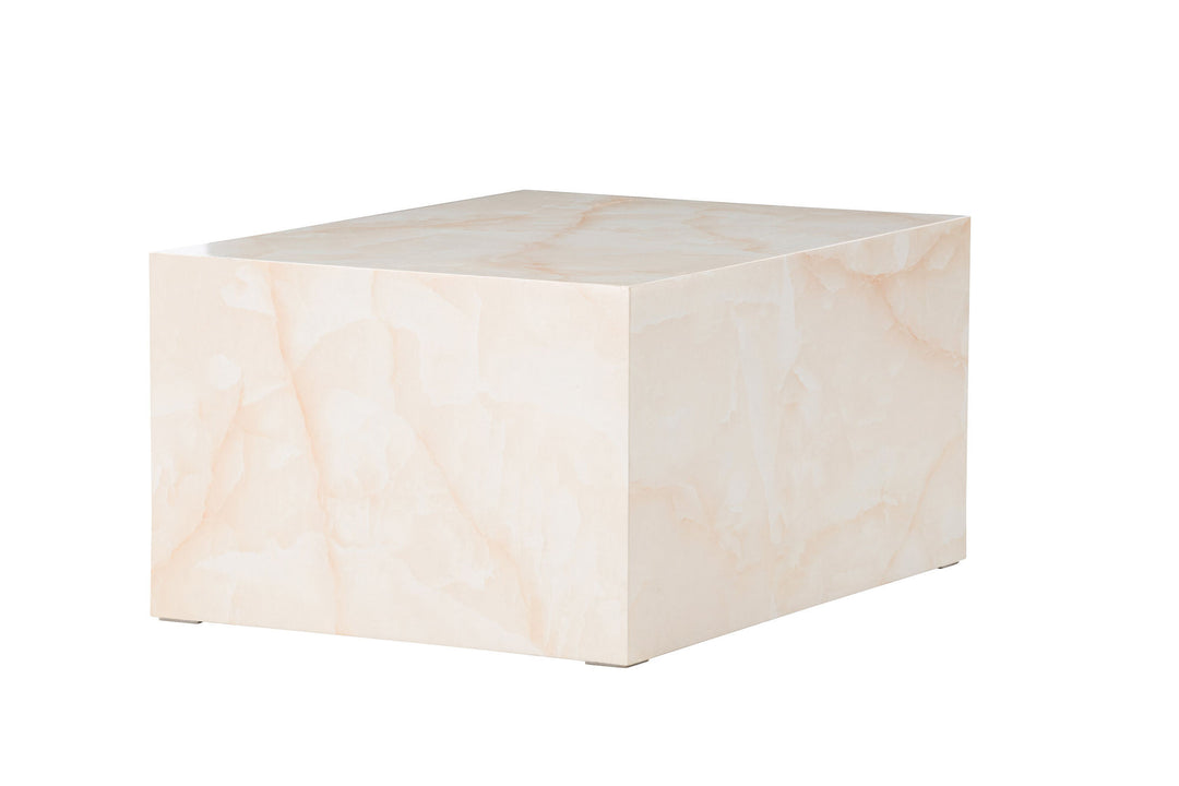 Venture Home York Low Sofa Table - Light Yellow / Marble Look MDF
