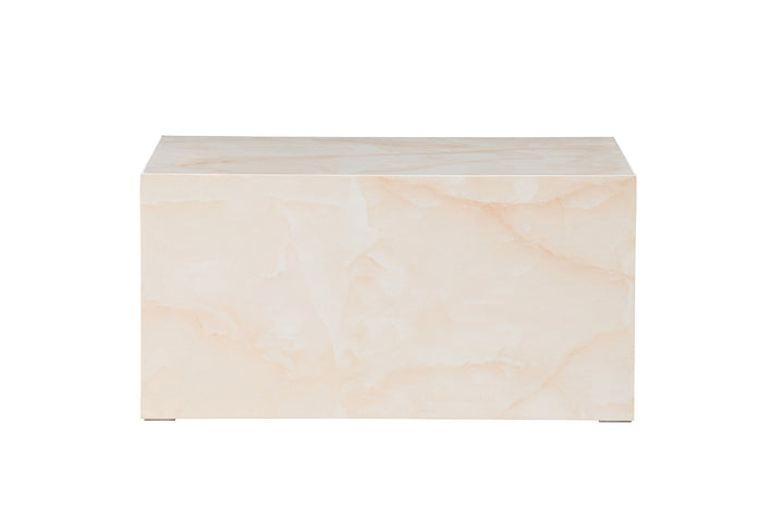 Venture Home York Low Sofa Table - Light Yellow / Marble Look MDF
