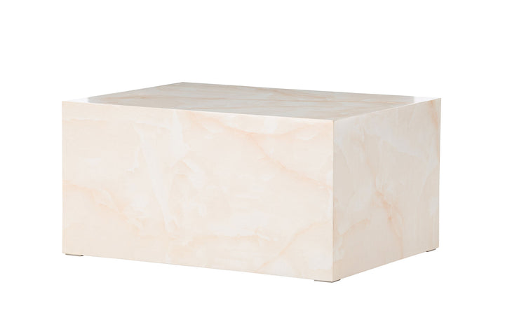 Venture Home York Low Sofa Table - Light Yellow / Marble Look MDF