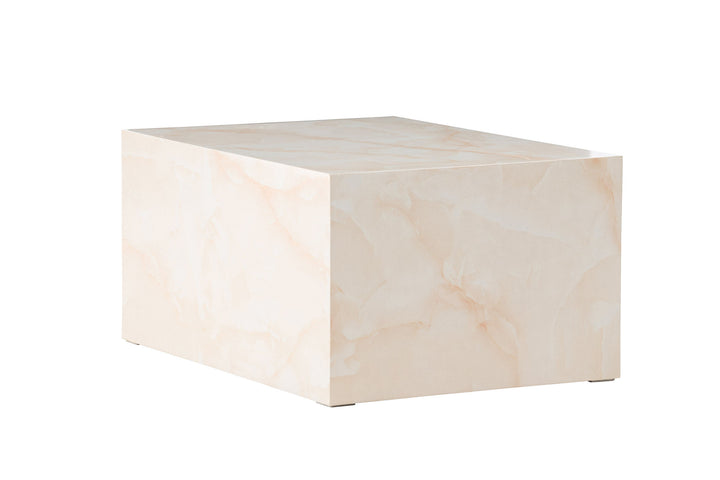 Venture Home York Low Sofa Table - Light Yellow / Marble Look MDF