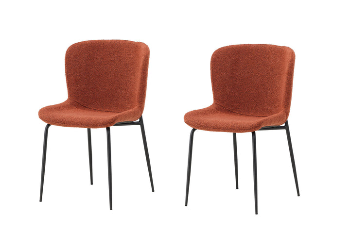 Venture Home Modesto Dining Chair 2-pack - Black Legs / Roasty Boucle